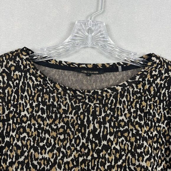 Kobi Halperin Top Size Medium Leopard Print Long Sleeve Smocked Cuff Oversized - Picture 6 of 12